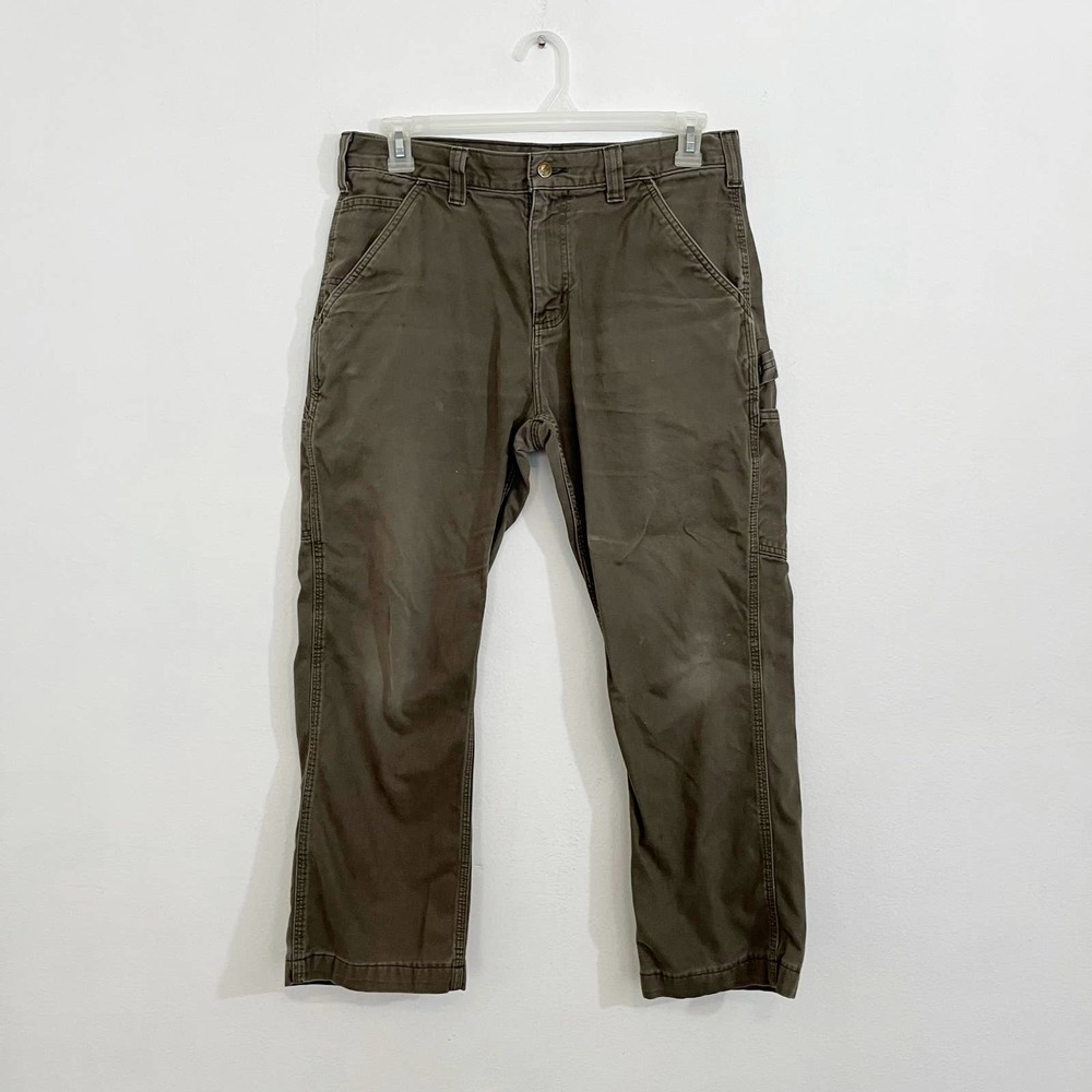 Carhartt Carpenter Pants Men's Size 33x30 Gray Khaki Relaxed Fit 100% Cotton